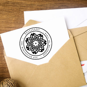 Stylised Celtic Knot Star Christmas Return Address Rubber Stamp
