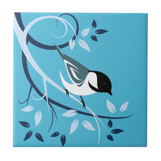 Stylised Chickadee Art Tiles (Front)