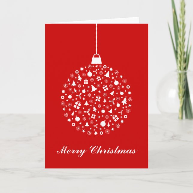 Stylised Christmas Ornament Design Holiday Card (Front)