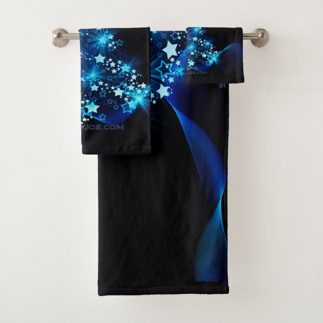 stylised Christmas tree SlipperyJoe glowing blue s Bath Towel Set (Insitu)