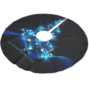 stylised Christmas tree SlipperyJoe glowing blue s Brushed Polyester Tree Skirt