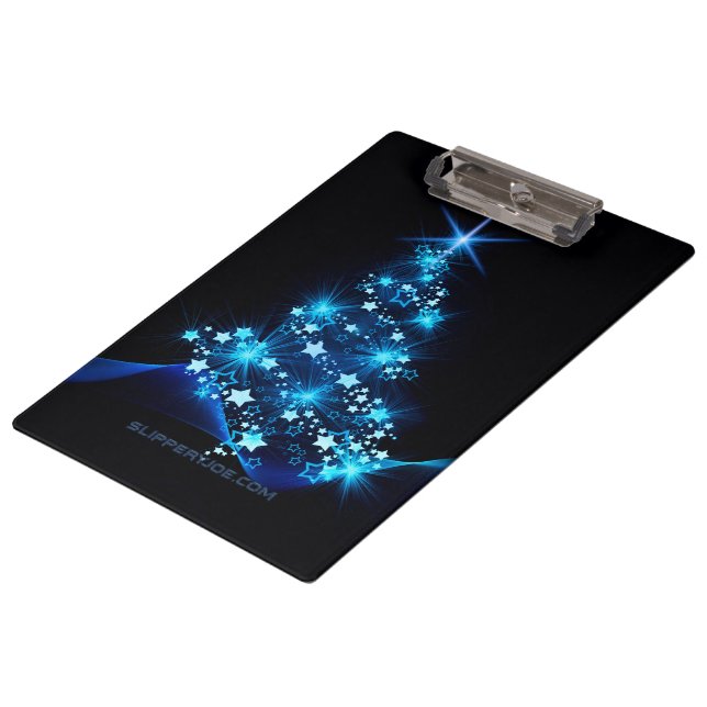 stylised Christmas tree SlipperyJoe glowing blue s Clipboard (Angled)