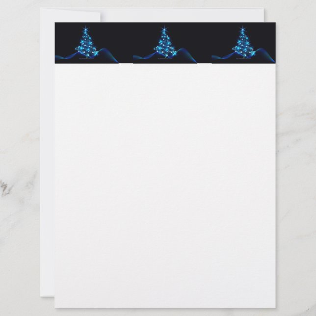 stylised Christmas tree SlipperyJoe glowing blue s Custom Letterhead (Front)