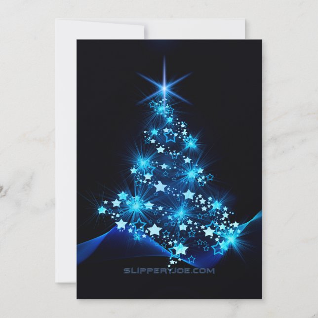 stylised Christmas tree SlipperyJoe glowing blue s Holiday Card (Front)