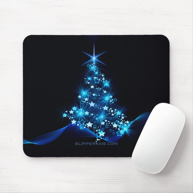 stylised Christmas tree SlipperyJoe glowing blue s Mouse Pad (With Mouse)