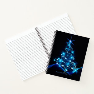 stylised Christmas tree SlipperyJoe glowing blue s Notebook