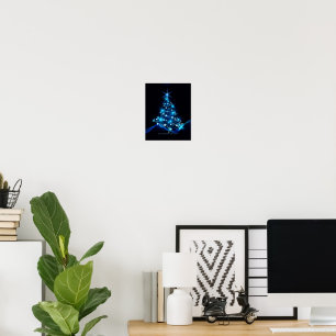 stylised Christmas tree SlipperyJoe glowing blue s Poster