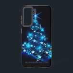 stylised Christmas tree SlipperyJoe glowing blue s Samsung Galaxy Case<br><div class="desc">stylised Christmas tree SlipperyJoe glowing blue stars various sizes sparkling lights dark blue outlines artistic gay pride gifts LGBTQIA festive holiday imagery luminous wave-like light triangular shape form modern digital aesthetic</div>
