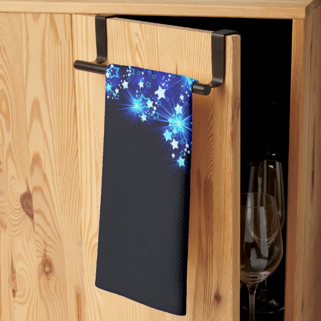 stylised Christmas tree SlipperyJoe glowing blue s Tea Towel (Thirds Fold)