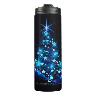 stylised Christmas tree SlipperyJoe glowing blue s Thermal Tumbler