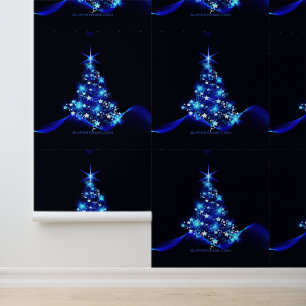 stylised Christmas tree SlipperyJoe glowing blue s Wallpaper