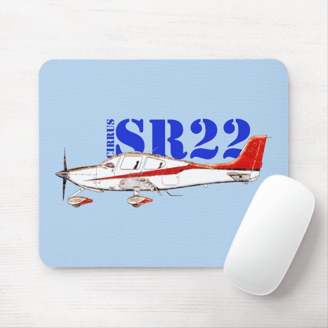 Stylised Cirrus SR22 Plane with Bold Typography Mouse Pad (With Mouse)
