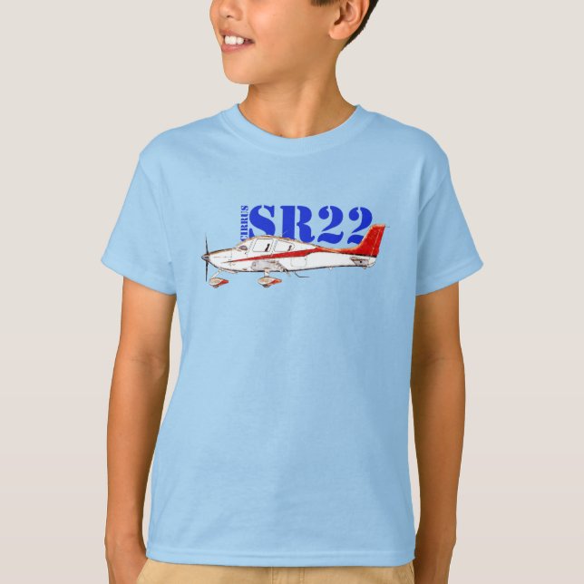 Stylised Cirrus SR22 Plane with Bold Typography T-Shirt (Front)