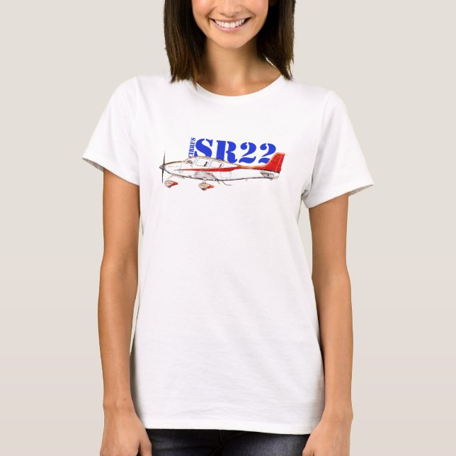 Stylised Cirrus SR22 Plane with Bold Typography T-Shirt (Front)