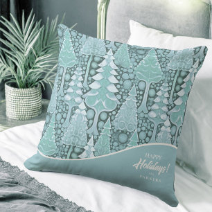 Stylised Coastal Christmas Trees Pattern#6 ID1009 Cushion