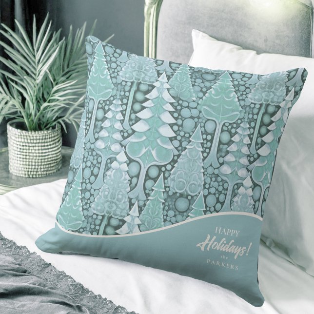 Stylised Coastal Christmas Trees Pattern#6 ID1009 Cushion (Creator Uploaded)