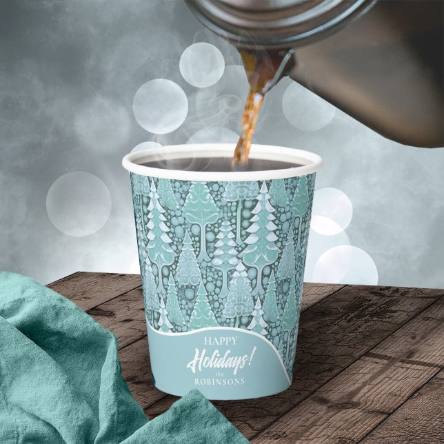 Stylised Coastal Christmas Trees Pattern#6 ID1009 Paper Cups (Creator Uploaded)