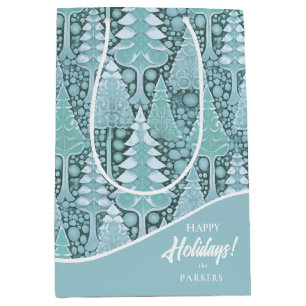 Stylised Coastal Christmas Trees Pattern#6b ID1009 Medium Gift Bag