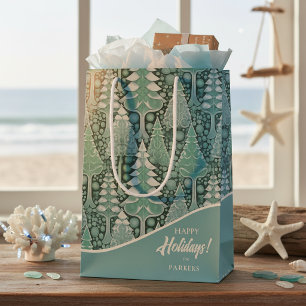 Stylised Coastal Christmas Trees Pattern#6b ID1009 Medium Gift Bag