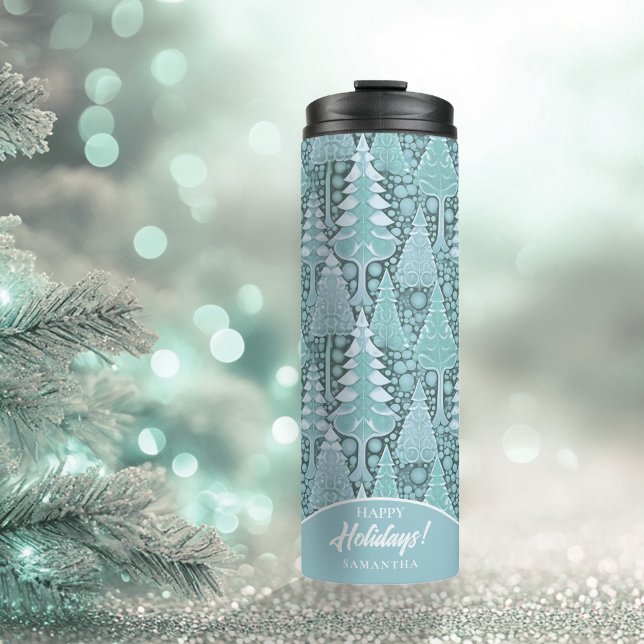 Stylised Coastal Christmas Trees Pattern#6b ID1009 Thermal Tumbler (Creator Uploaded)