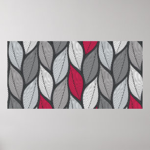 Stylised colourful leaves seamless pattern poster