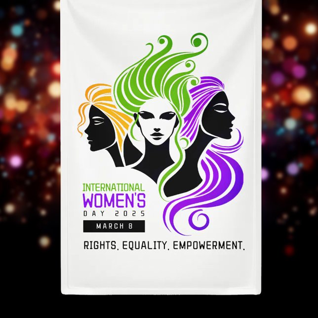 Stylised Colourful Trio of Women IWD 2025 Banner (IWD 2025 Vertical Banner Cover Photo)