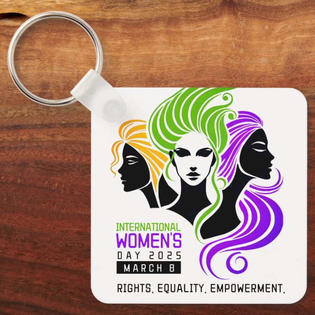 Stylised Colourful Trio of Women IWD 2025 Key Ring (Front)