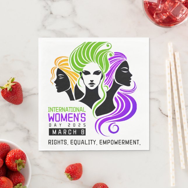 Stylised Colourful Trio of Women IWD 2025 Napkin (Insitu)