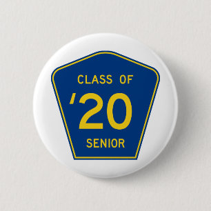 Stylised County Route sign Class of 2020 Senior 6 Cm Round Badge