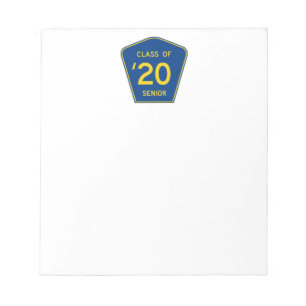 Stylised County Route sign Class of 2020 Senior Notepad