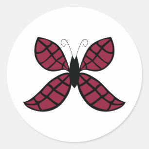 Stylised Crimson Butterfly  Classic Round Sticker