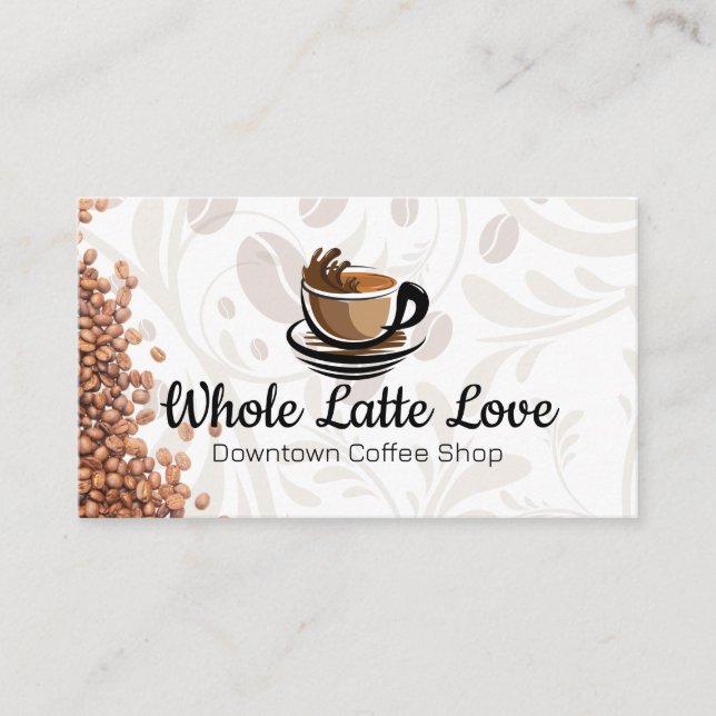 Stylised Cup of Java | Coffee Beans Business Card (Front)