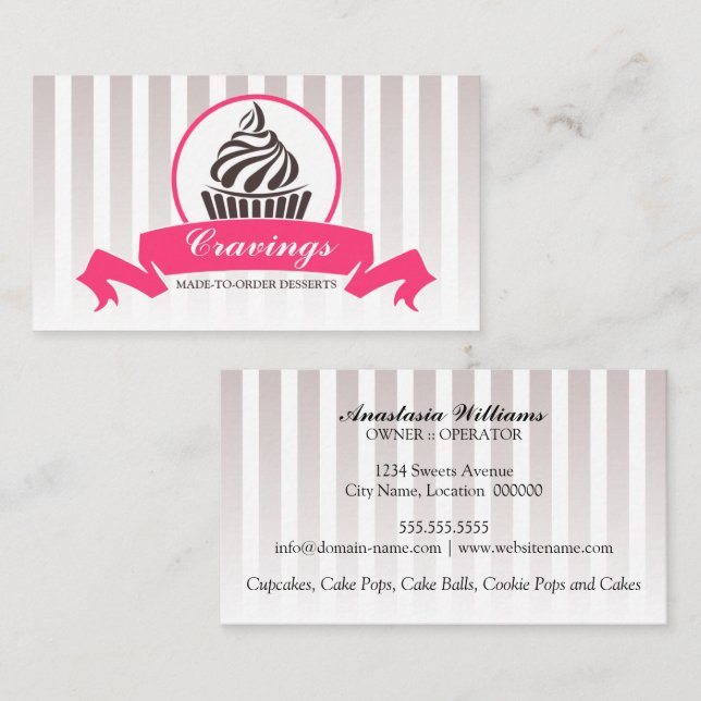 Stylised Cupcake Bakery Business Card (Front/Back)