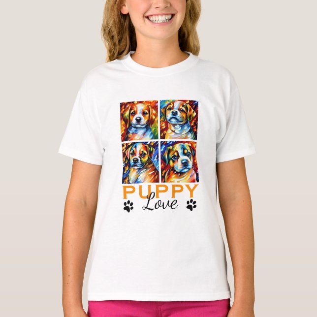 Stylised Cute Puppies T-Shirt (Front)