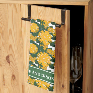 Stylised Dandelion Field Custom Family Name Tea Towel