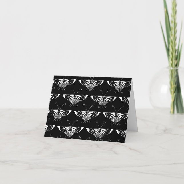 Stylised Deco butterfly  - black and white Card (Front)