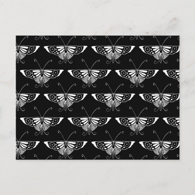 Stylised Deco butterfly  - black and white Postcard (Front)