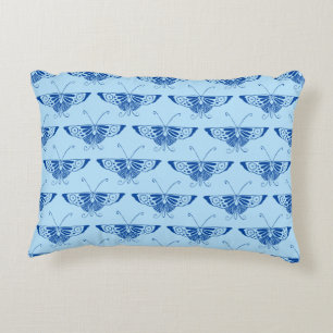 Stylised Deco butterfly - cobalt and pale blue Decorative Cushion