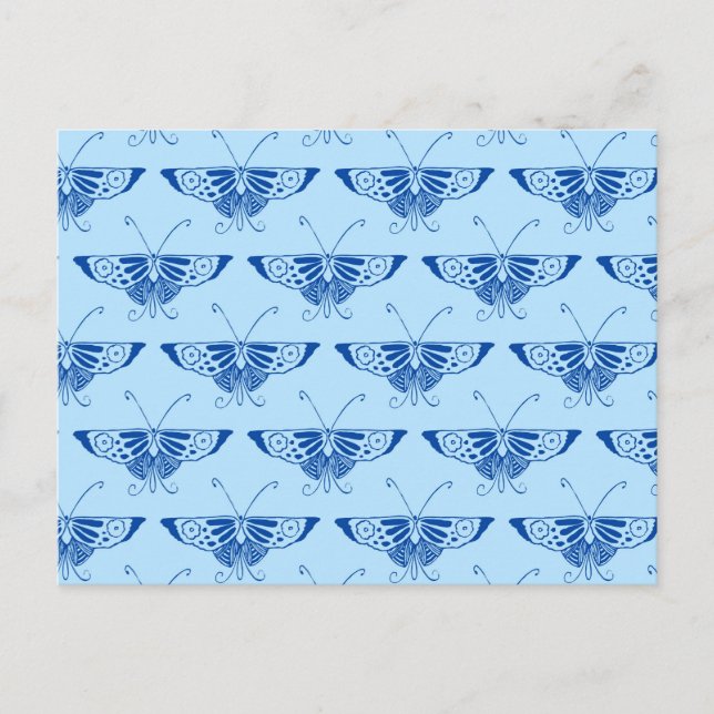 Stylised Deco butterfly  - cobalt and pale blue Postcard (Front)