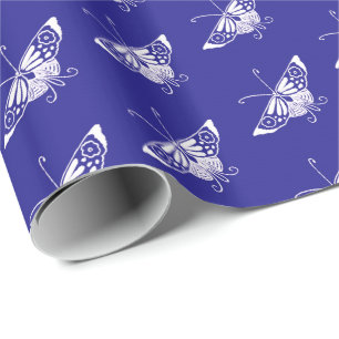 Stylised Deco butterfly  - cobalt blue Wrapping Paper