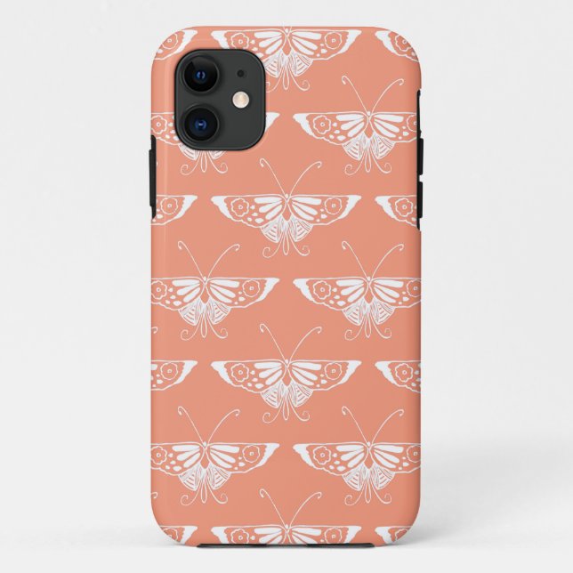Stylised Deco butterfly  - coral orange Case-Mate iPhone Case (Back)