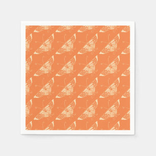 Stylised Deco butterfly - coral orange Napkin