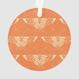 Stylised Deco butterfly  - coral orange Ornament