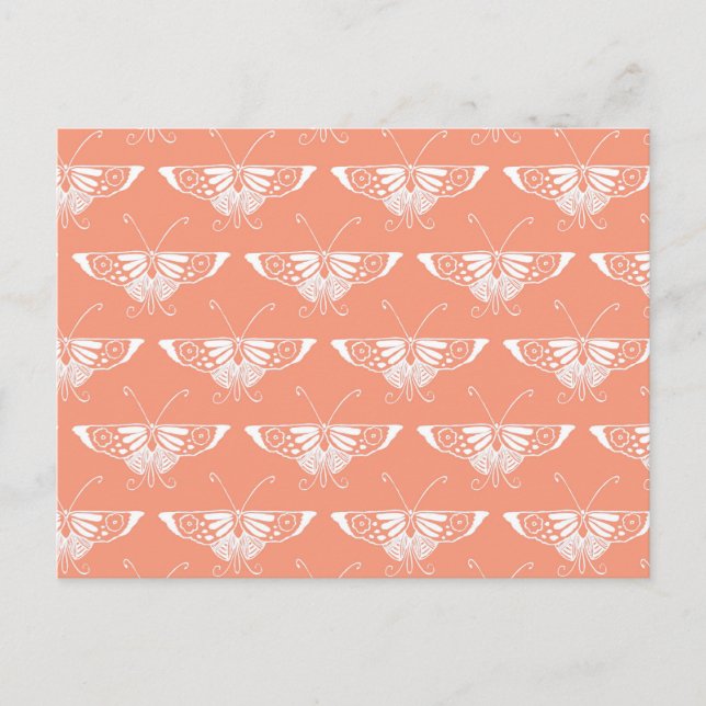 Stylised Deco butterfly  - coral orange Postcard (Front)