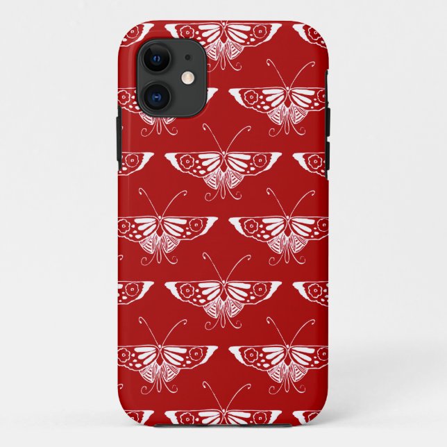 Stylised Deco butterfly  - dark red and white Case-Mate iPhone Case (Back)