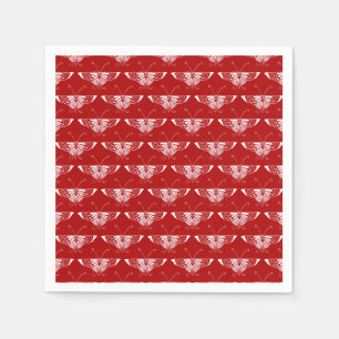 Stylised Deco butterfly  - dark red and white Napkin