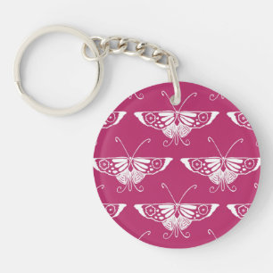 Stylised Deco butterfly  - deep mauve Key Ring