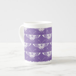 Stylised Deco butterfly - dusty lilac Bone China Mug