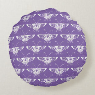 Stylised Deco butterfly  - dusty lilac Round Cushion