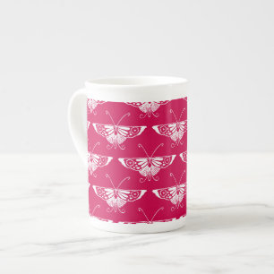 Stylised Deco butterfly - fuchsia pink Bone China Mug